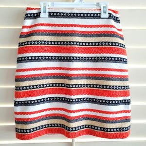 ✨️Perfect condition✨️ Loft striped tribal print modern mini skirt orange red tan